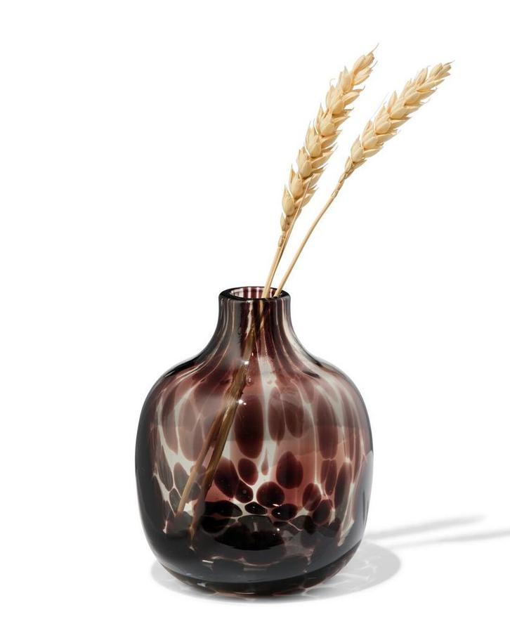 HEMA Vaas 7x10cm glas camouflage bruin, Huis en Inrichting, Woonaccessoires | Vazen, Nieuw, Verzenden