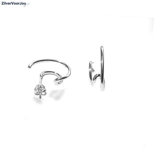 Zilveren double hoop oorstekers, Sieraden, Tassen en Uiterlijk, Oorbellen, Zilver, Nieuw, Zilver, Verzenden