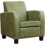 Leren fauteuil Joy - Kenia Olive (olijf) - Poten hout bruin, Nieuw, Ophalen of Verzenden, Eigentijds, Klassiek, Modern, 50 tot 75 cm