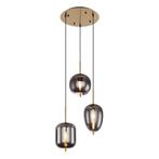 Hanglamp BLACKY I nan cm 3-lichts Messing, Huis en Inrichting, Lampen | Hanglampen, Ophalen of Verzenden, Nieuw, Metaal, Minder dan 50 cm