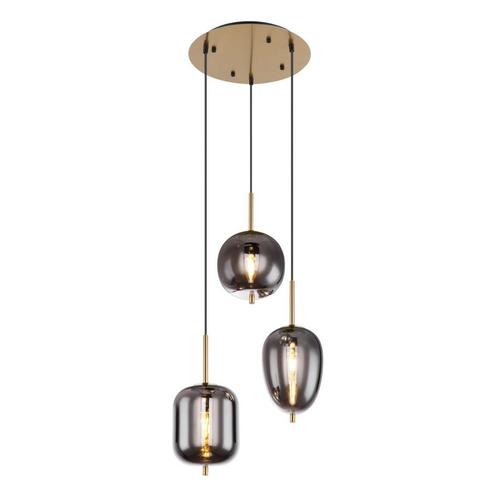 Hanglamp BLACKY I nan cm 3-lichts Messing, Huis en Inrichting, Lampen | Hanglampen, Metaal, Minder dan 50 cm, Ophalen of Verzenden