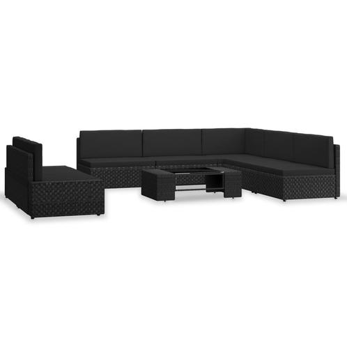 vidaXL 7-delige Loungeset poly rattan zwart, Tuin en Terras, Tuinsets en Loungesets, Loungeset, Nieuw, 7 zitplaatsen, Rotan, Verzenden