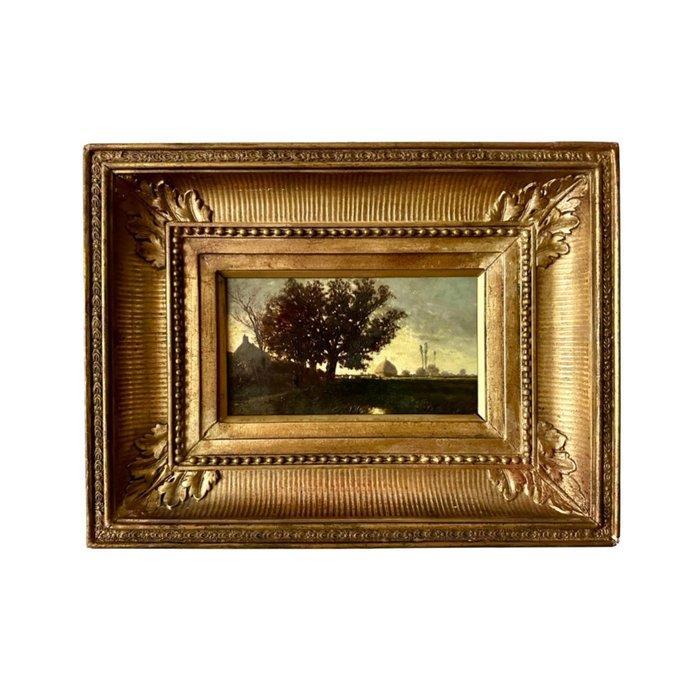 Italiaanse school (XIX) - Paesaggio rurale con covoni, Antiek en Kunst, Kunst | Schilderijen | Klassiek