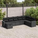 vidaXL 8-delige Loungeset met kussens poly rattan zwart, Nieuw, 8 zitplaatsen, Loungeset, Verzenden