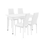 Eethoek eetkamerset Graz 5-delig tafel met stoelen wit, Nieuw, Verzenden