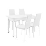 Eethoek eetkamerset Graz 5-delig tafel met stoelen wit, Verzenden, Nieuw