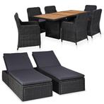 vidaXL 9-delige Tuinset poly rattan zwart, Tuin en Terras, Tuinsets en Loungesets, Verzenden, Nieuw, Rotan, Tuinset