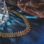 Gouden fantasie schakel collier | 42 cm (vintage ketting), Goud, Gebruikt, Ophalen of Verzenden, Overige kleuren