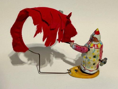 TPS - Blikken speelgoedfiguur - Clown making dog jump, Antiek en Kunst, Antiek | Speelgoed