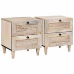 vidaXL Nachtkastje 2 pcs Beige 40 x 33 x 46 cm Massief, Huis en Inrichting, Slaapkamer | Nachtkastjes, Minder dan 45 cm, Verzenden