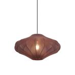 Japandi hanglamp bruin met stoffen kap 50cm  - Plu, Verzenden, Nieuw, Stof, Design