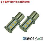 2 x BAY15d-18x2835smd- Warm-Wit 10-36v Navigatie, Verzenden, Nieuw
