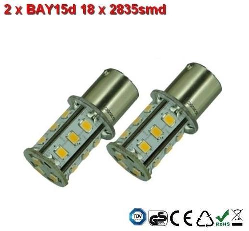 2 x BAY15d-18x2835smd- Warm-Wit 10-36v Navigatie, Auto diversen, Auto-accessoires, Verzenden