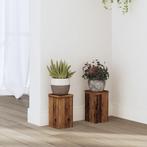 vidaXL Plantenstandaards 2 st 10x10x18 cm bewerkt hout oud, Verzenden, Nieuw