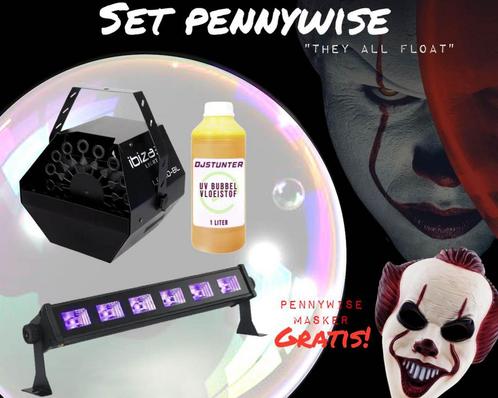 Halloween Set Pennywise Met Bellenblaas Machine UV Lamp, Muziek en Instrumenten, Licht en Laser, Overige typen, Nieuw, Verzenden