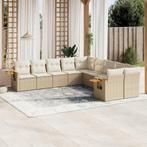vidaXL 10-delige Loungeset met kussens poly rattan beige, Verzenden, Nieuw, Rotan, Loungeset