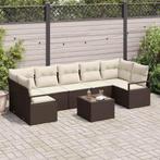 vidaXL Tuin Sofa Set 8 pcs Bruin en Crème Poly rattan, staal, Verzenden, Nieuw, Rotan