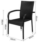 Polyrattan Stapelstoel Comfort Set van 4 kleur Zwart, Tuin en Terras, Tuinstoelen, Verzenden, Nieuw