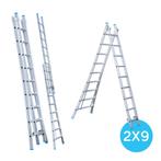 Eurostairs Reform ladder dubbel uitgebogen 2x9 sporten, Verzenden, Nieuw, Ladder