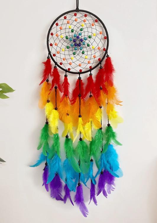 Mooie kleurrijke Dromenvanger - Regenboog kleuren, Huis en Inrichting, Woonaccessoires | Overige, Verzenden