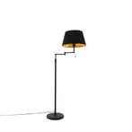 Vloerlamp zwart met zwarte kap en verstelbare arm - Ladas, Nieuw, Overige materialen, Modern, 150 tot 200 cm