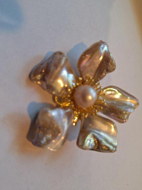 Zonder Minimumprijs - Broche Zilver - Parelmoeren speld, Sieraden, Tassen en Uiterlijk, Antieke sieraden