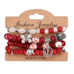 Fako Bijoux® - Armband Set - Boho - Bedels - Rood, Sieraden, Tassen en Uiterlijk, Armbanden, Verzenden, Nieuw