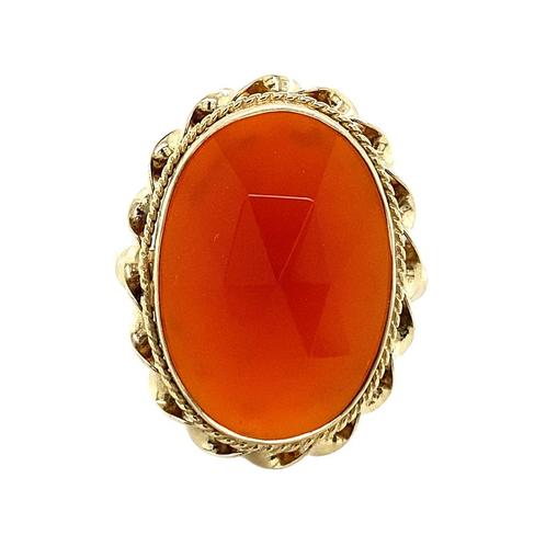 Gouden ring met carneool 14 krt, Sieraden, Tassen en Uiterlijk, Ringen, Nieuw, Ophalen of Verzenden