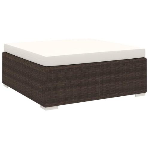 vidaXL Voetensteun 1 st met kussen poly rattan bruin, Tuin en Terras, Tuinsets en Loungesets, Nieuw, Rotan, Verzenden