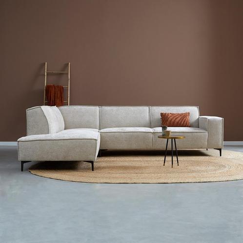 *WOONWINKEL* Moderne Hoekbank Beige Stof Ottoman LinksIdesin, Huis en Inrichting, Banken | Bankstellen, Nieuw, Verzenden