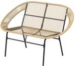 Stijlvolle Zwarte Polyrotan Tuinbank 2-Zits Stalen Frame, Tuin en Terras, Tuinbanken, Verzenden, Nieuw