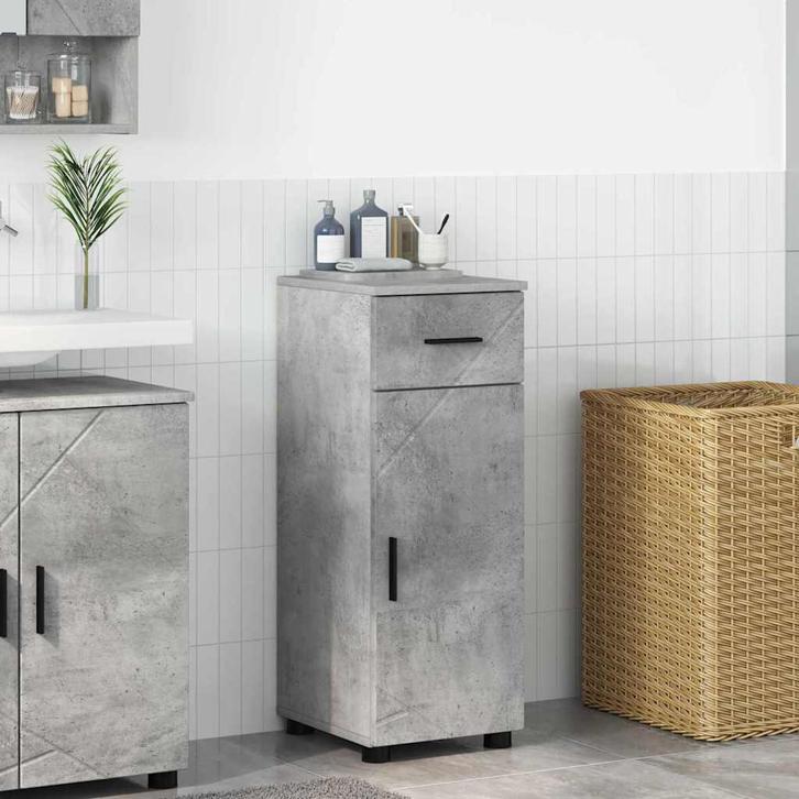 vidaXL Badkamer Kast Beton Grijs 30 x 35 x 80 cm Bewerkt, Huis en Inrichting, Tafels | Kaptafels, Nieuw, Verzenden