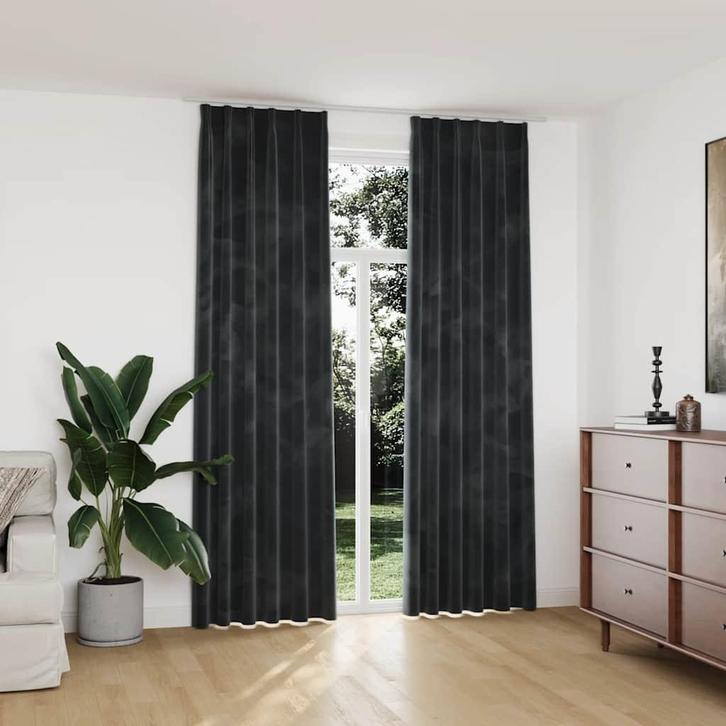 vidaXL Gordijnen verduisterend 2 st met haken 140x245 cm, Huis en Inrichting, Stoffering | Gordijnen en Lamellen, Nieuw, Verzenden