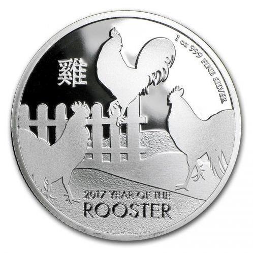 Lunar - Year of the Rooster (New Zealand) 1 oz 2017, Postzegels en Munten, Munten | Oceanië, Losse munt, Zilver, Verzenden
