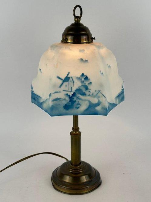 Tafellamp - Een Nederlandse plattelandslamp - Paté de verre, Antiek en Kunst, Curiosa en Brocante