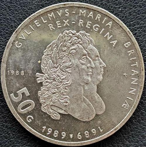 Nederlandse zilveren 50 Gulden 1988, Postzegels en Munten, Munten | Nederland, Losse munt, 50 gulden, Koningin Beatrix, Zilver