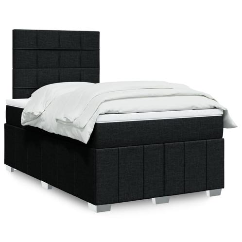 vidaXL Boxspring met matras stof zwart 120x200 cm, Huis en Inrichting, Slaapkamer | Bedden, 120 cm, 200 cm, Zwart, Twijfelaar