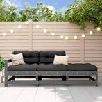 vidaXL 3-delige Loungeset met kussens massief hout grijs, Verzenden, Nieuw, Hout, Loungeset