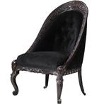 Koloniale dames-zetel massief ebbenhout ca 1800 met zwarte v, Antiek en Kunst, Ophalen of Verzenden