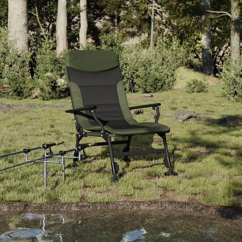 vidaXL Visstoel met armleuning inklapbaar groen, Tuin en Terras, Tuinstoelen, Nieuw, Metaal, Verzenden