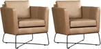 Grijze leren moderne design fauteuils - Rancho Leer Stone (, Huis en Inrichting, Nieuw, Ophalen of Verzenden, 50 tot 75 cm, Leer