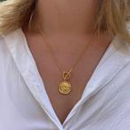 Zilveren toggle munt ketting 14k goud verguld, Verzenden, Nieuw, Zilver