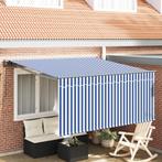 vidaXL Inklapbaar Zonnescherm Blauwe en Witte Strepen Large, Tuin en Terras, Zonneschermen, Verzenden, Nieuw