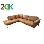 2DK Hoekbank - Tulp - links - leer Colorado cognac, Huis en Inrichting, Banken | Bankstellen, Ophalen of Verzenden, Nieuw, Rechte bank