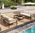 Tuin Loungeset 4-delig – IJzer, Glas &amp; Gevlochten Touw, Verzenden, Nieuw