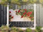 NR 1215: Tuinposter Witte muur met rozen 90x180cm, Tuin en Terras, Nieuw