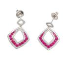 Oorbellen - 18 karaat Witgoud - 2.18ct. tw. Robijn - Diamant, Nieuw