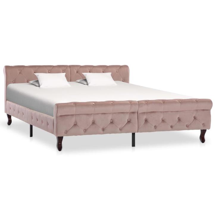 vidaXL Bedframe fluweel roze 160x200 cm, Huis en Inrichting, Slaapkamer | Bedden, 160 cm, 200 cm, Tweepersoons, Nieuw, Stof, Verzenden