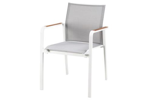 Tutti stapelstoel wit met teak, Tuin en Terras, Tuinstoelen, Nieuw, Overige materialen, Verzenden