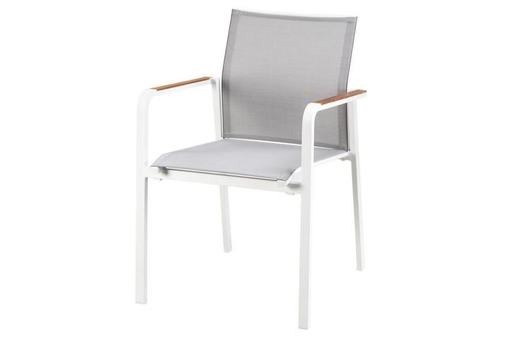 Tutti stapelstoel wit met teak, Tuin en Terras, Tuinstoelen, Nieuw, Overige materialen, Verzenden